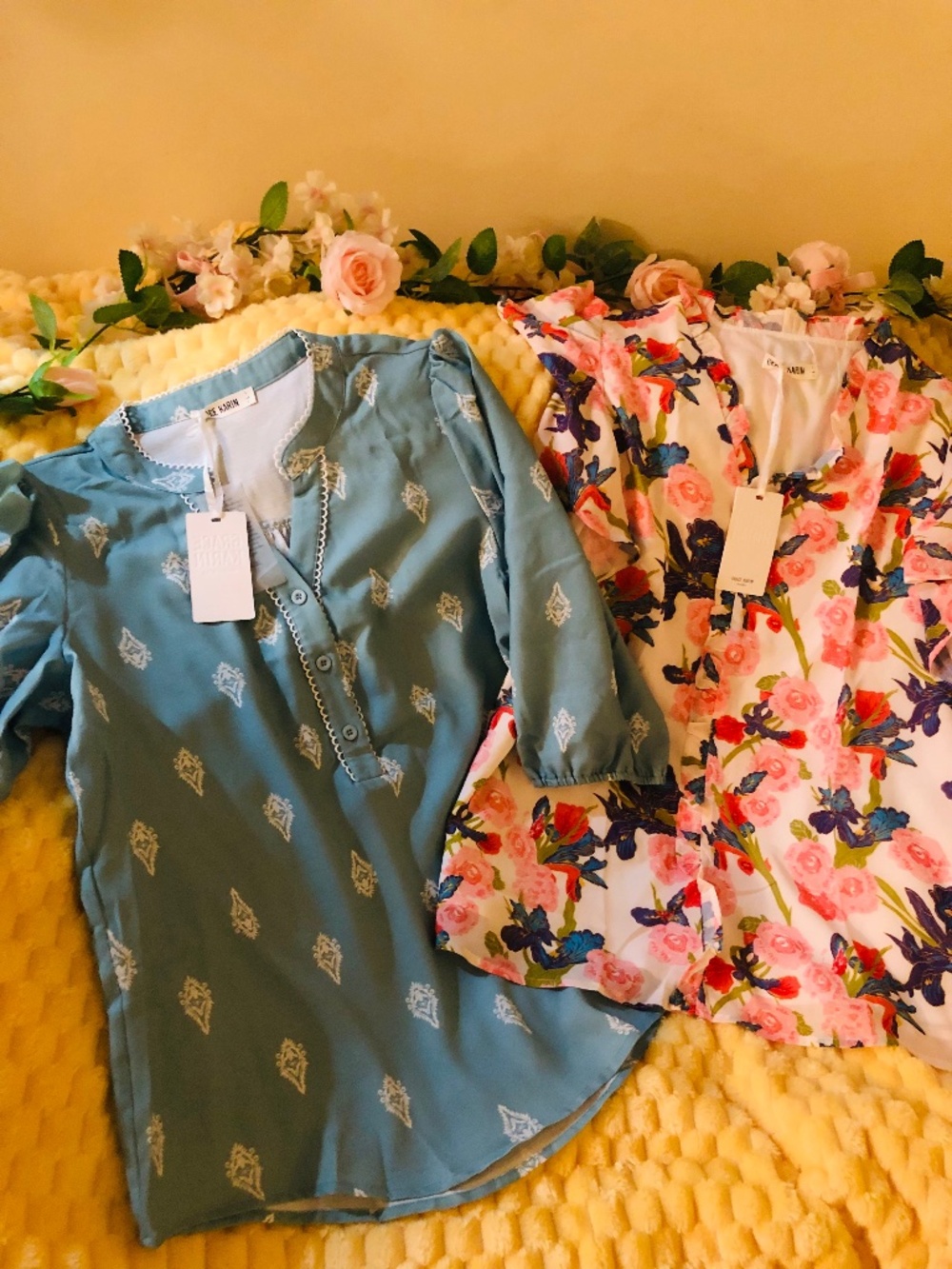 NWT Grace Karin Sunny Days 2 Piece Tops  Set in Floral & Boho Sea Mist SZ LG